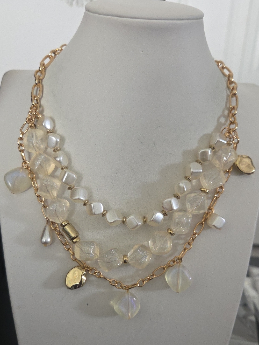 Paparazzi Cubed Cameo Gold Necklace NWT
